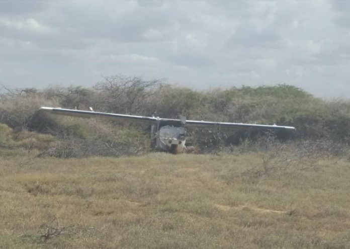 La avioneta tipo Cessna de color blanco con azul con siglas XB-NRT,de procedencia mexicana estaba abandonada. (Foto Cortesía)