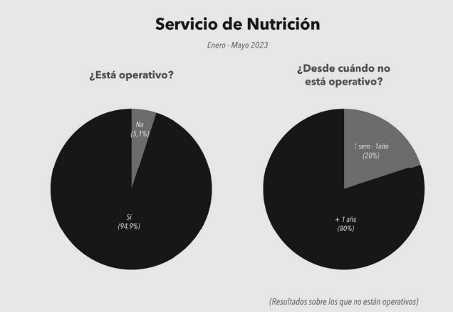 Servicios de nutrición que cerraron hace un año. Gráficos: ENH